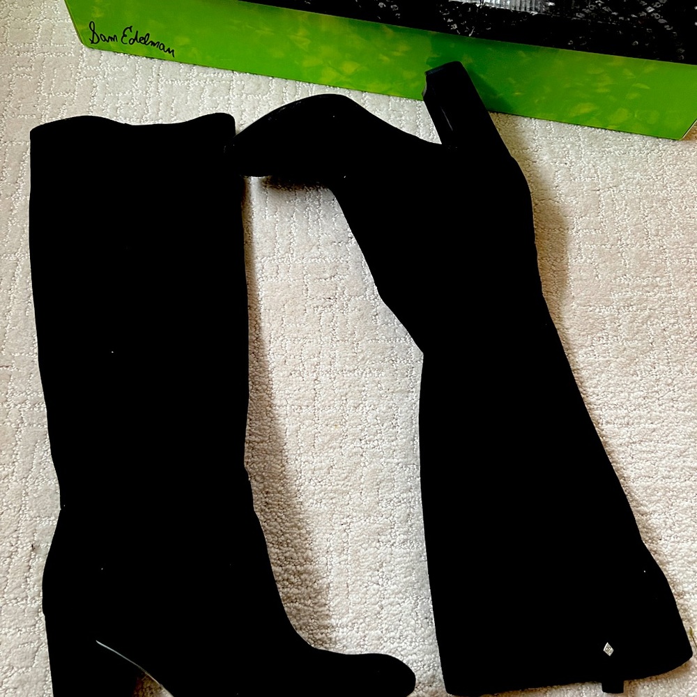 Sam Edelman Knee-High Black Suede Boots